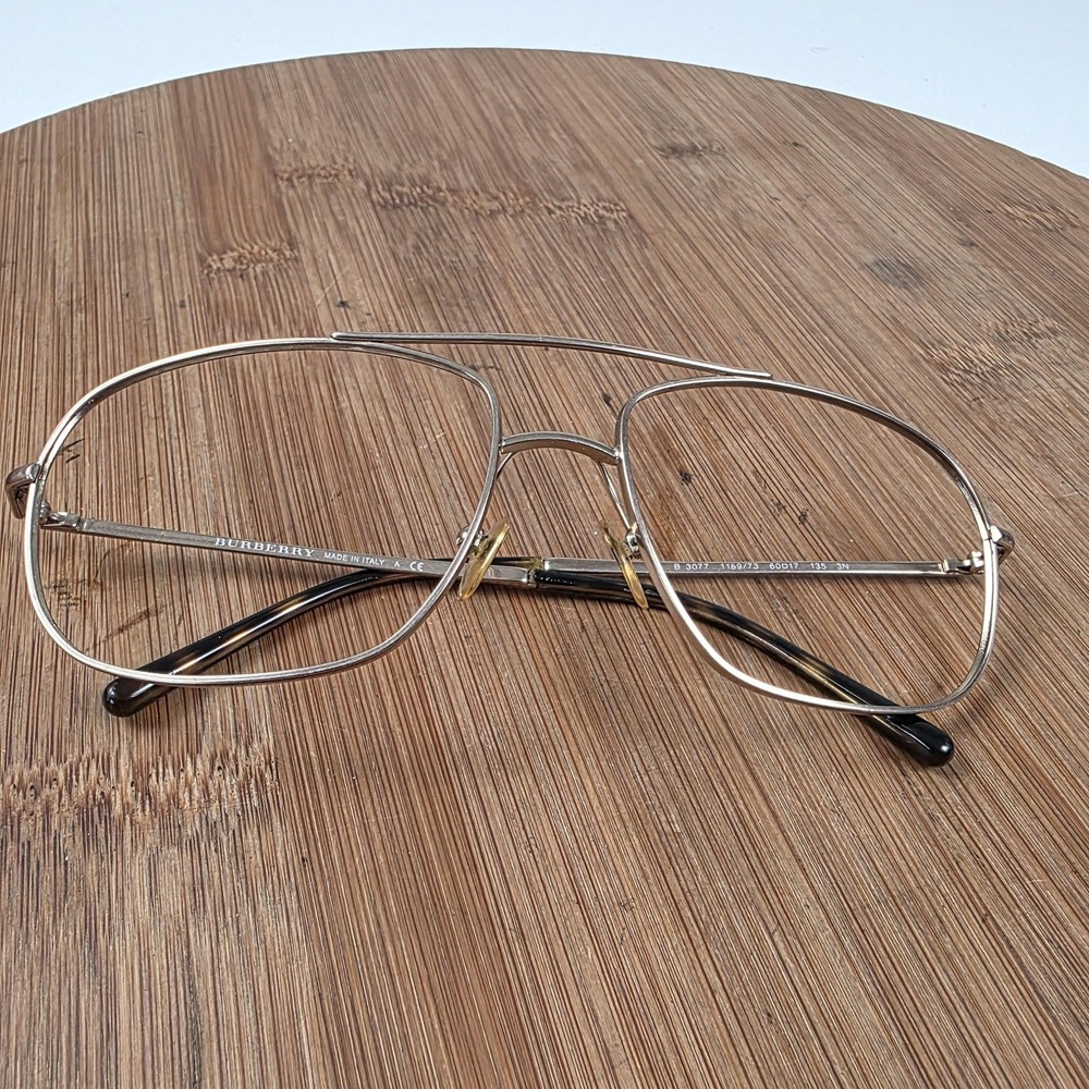 Burberry Mens Eyeglasses Frames B 3077 1189/73 Gold Aviator Full Rim 60-17-135 - Picture 12 of 13
